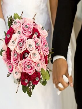 Rhinestone pins for embellishment of bridal bouquets